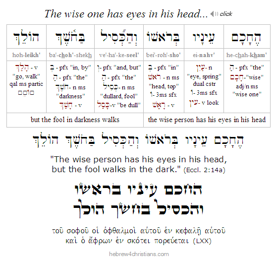 Eccl. 2:14a Hebrew Reading Lesson